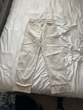 LOFT Cream High-Rise Straight Jeans